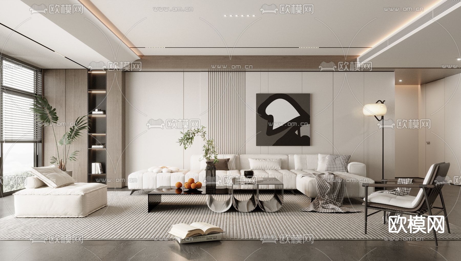 现代客厅3d模型下载（渲染图1）