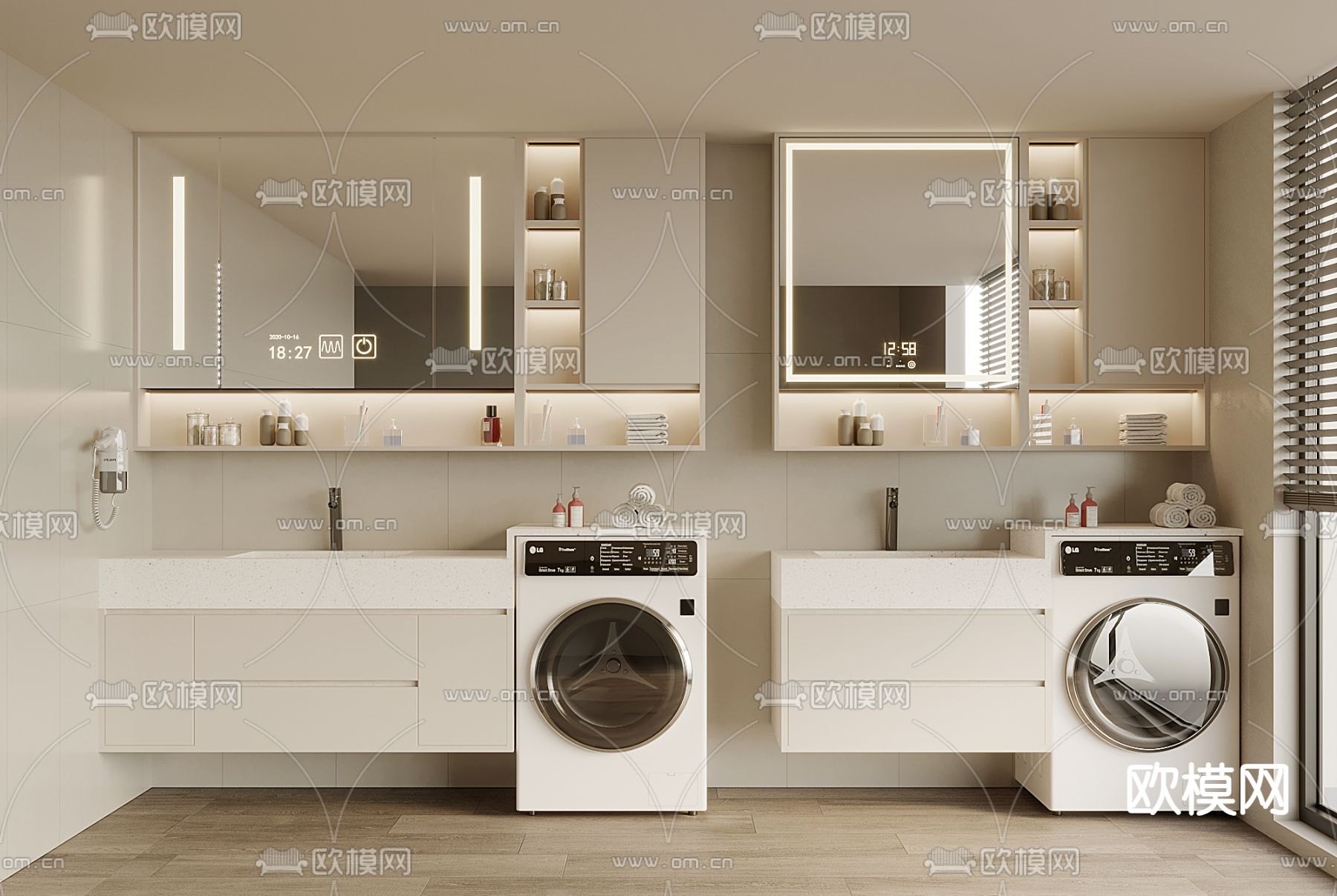 洗衣机柜 浴室柜3d模型下载