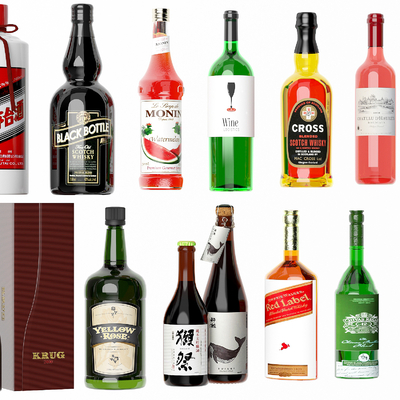  葡萄酒 红酒 香槟su模型 