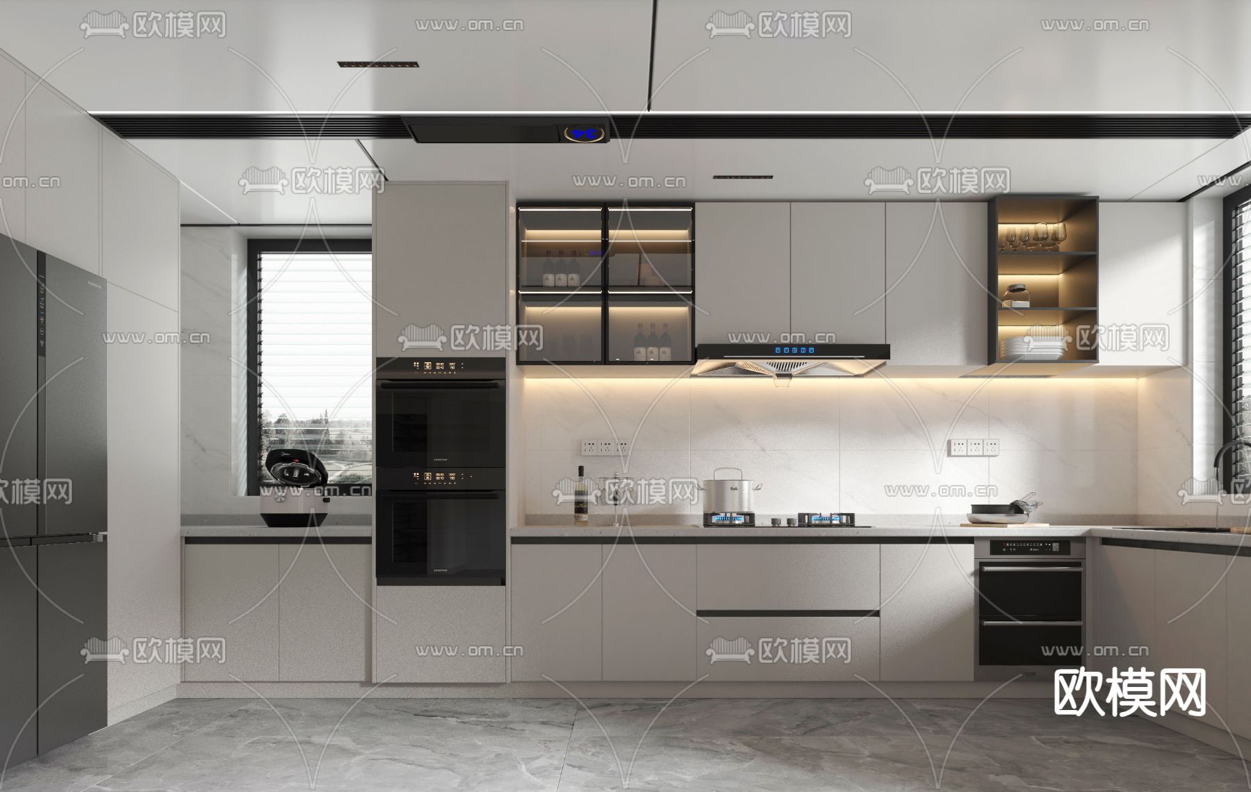 开放式厨房 橱柜3d模型下载