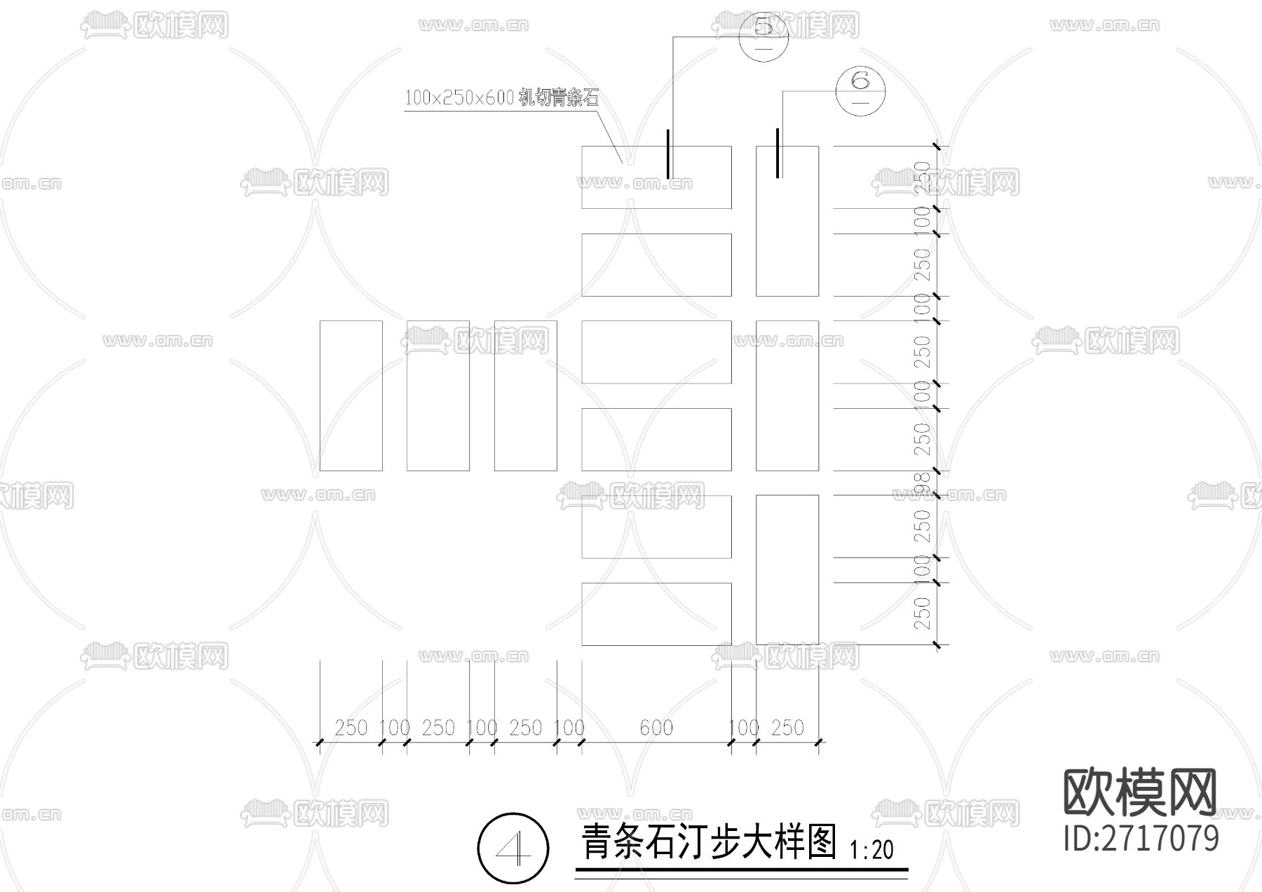 青条石水中汀步节点大样下载（渲染图1）