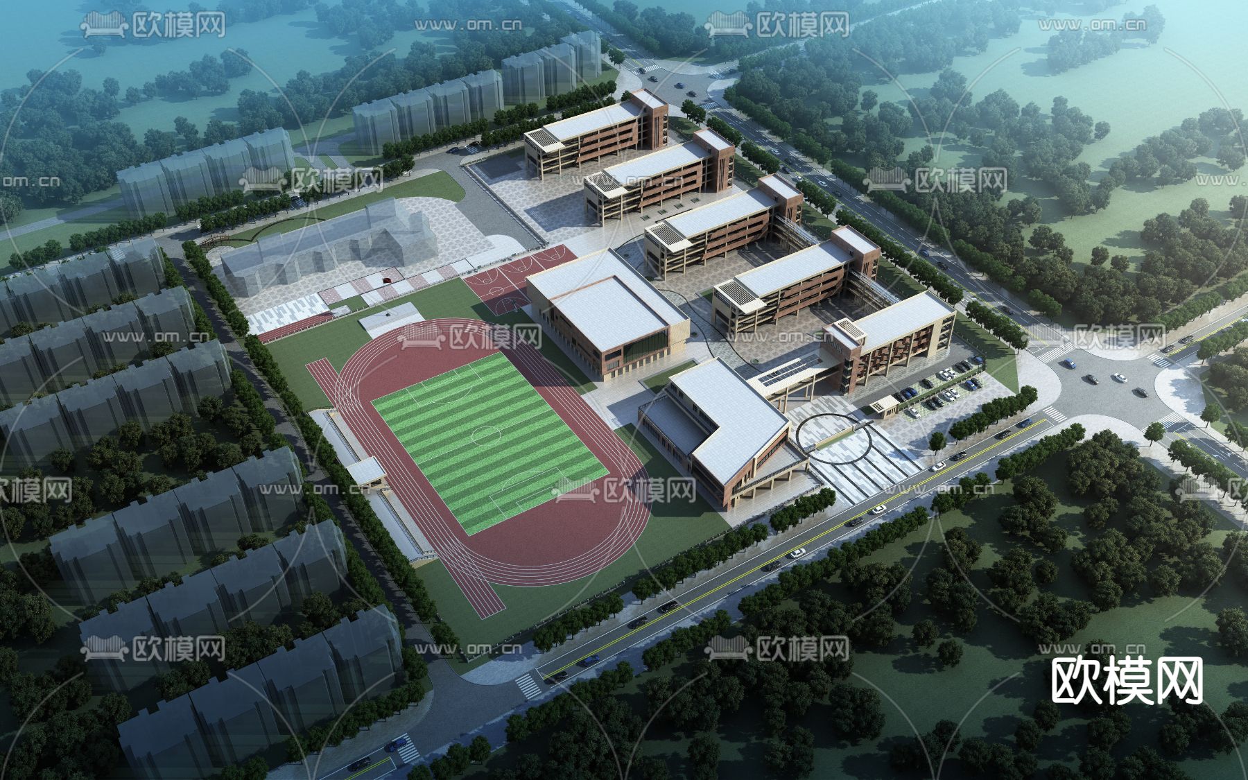 学校鸟瞰3d模型下载