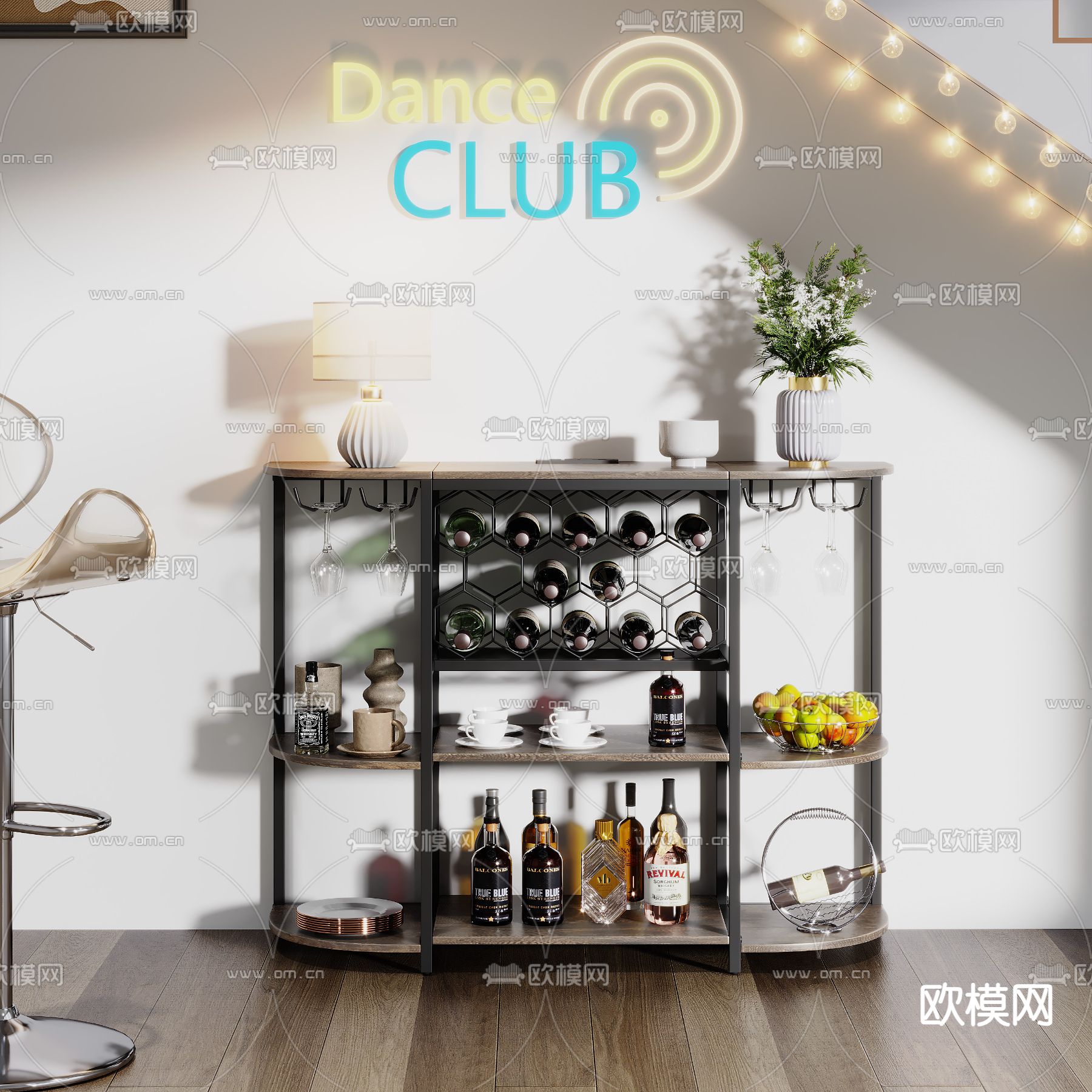 酒架 置物架3d模型下载（渲染图3）