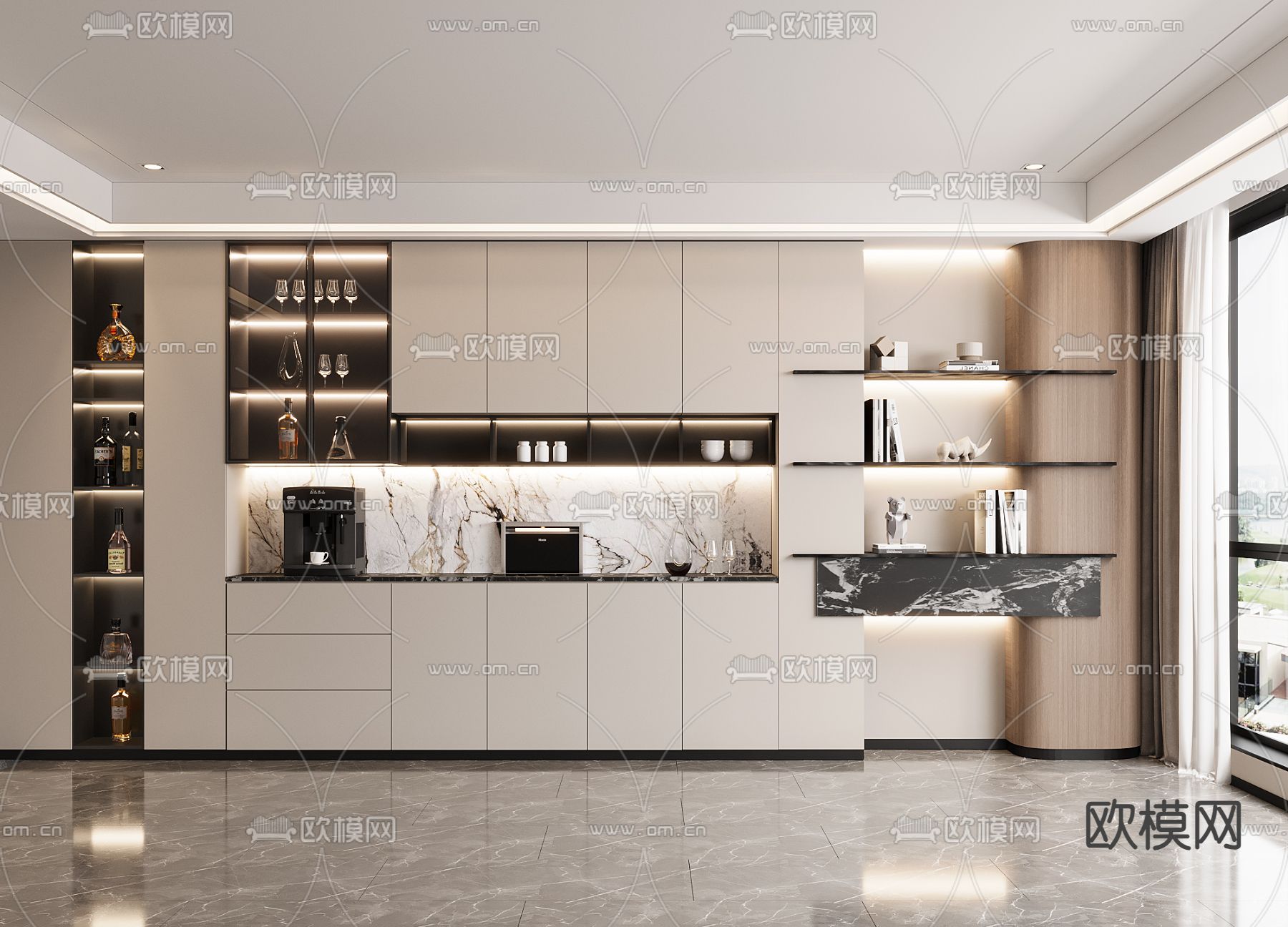 现代酒柜3d模型下载