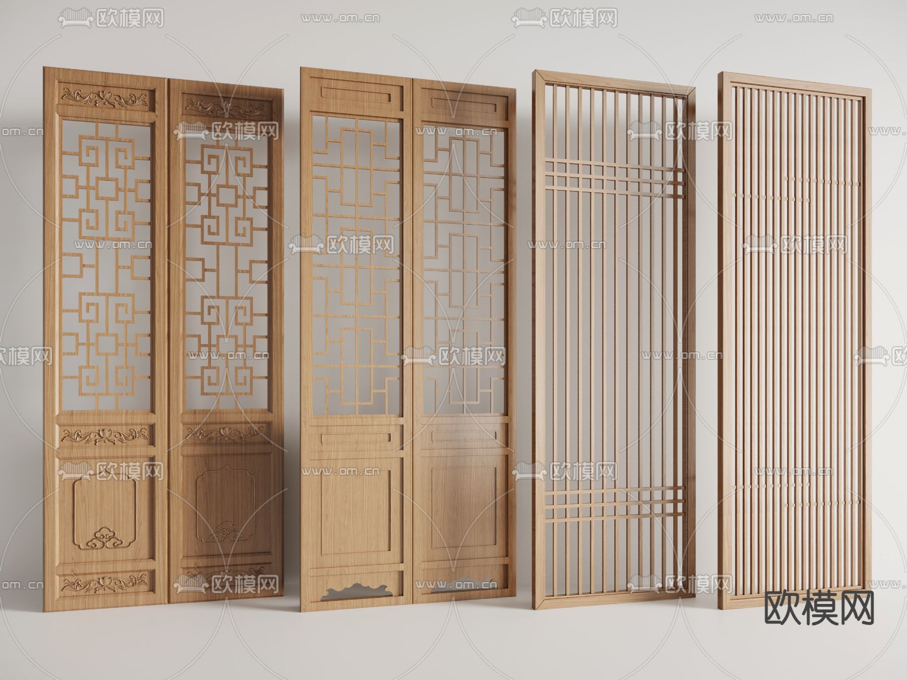 新中式屏风 隔断3d模型下载