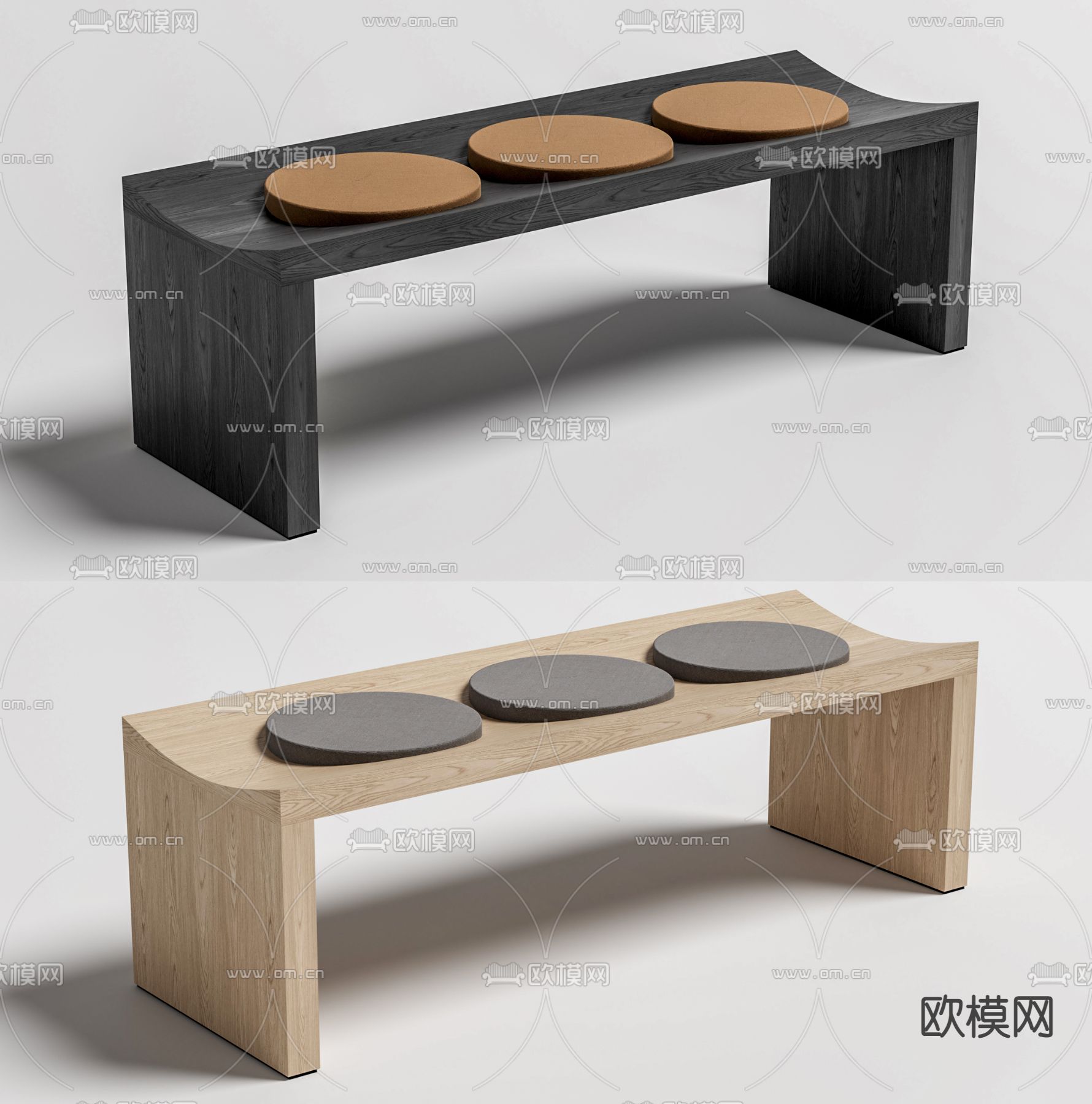 现代长凳su模型下载（渲染图1）