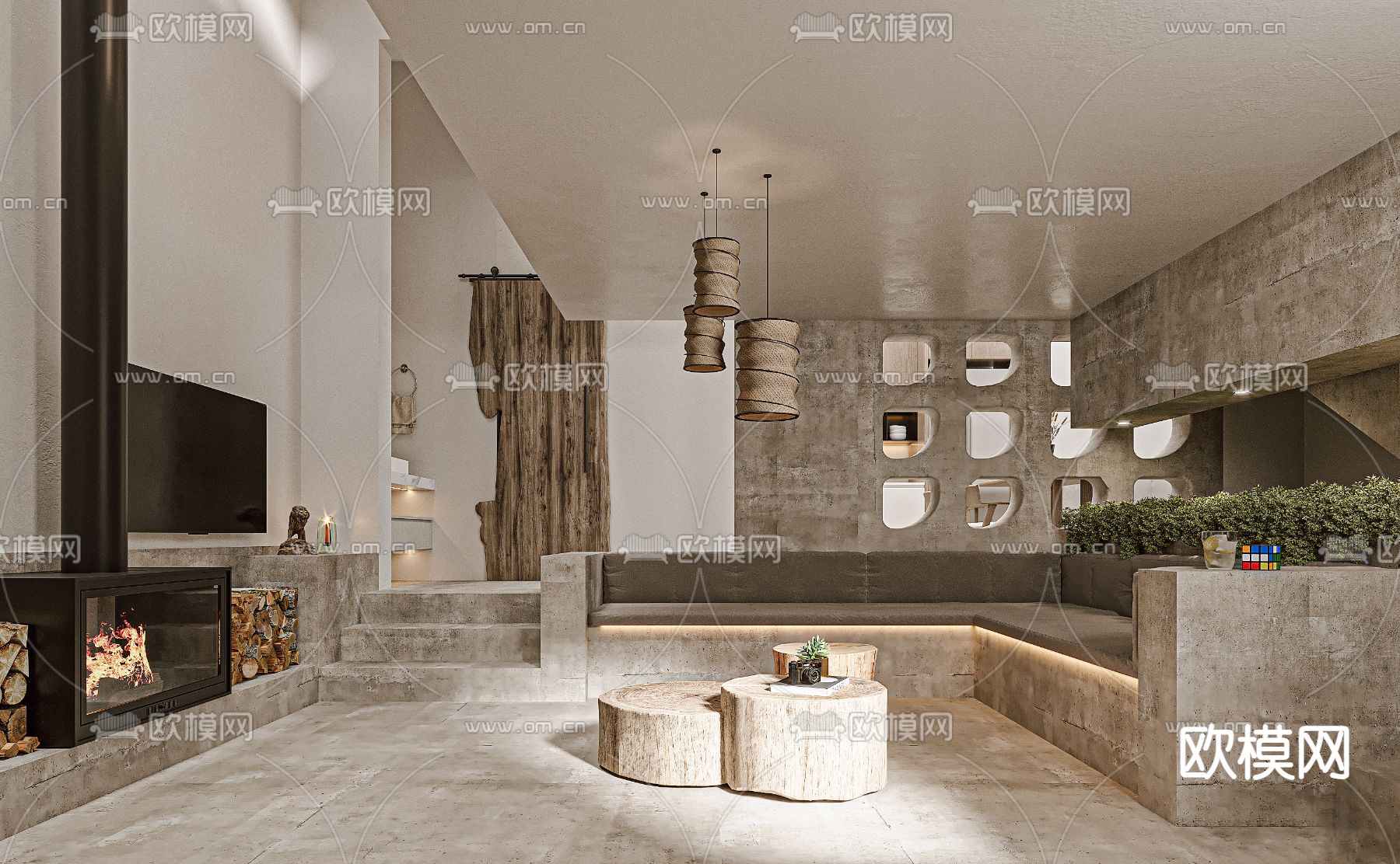 侘寂风民宿su模型下载（渲染图1）