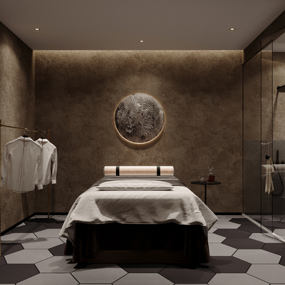  侘寂spa包间su模型 