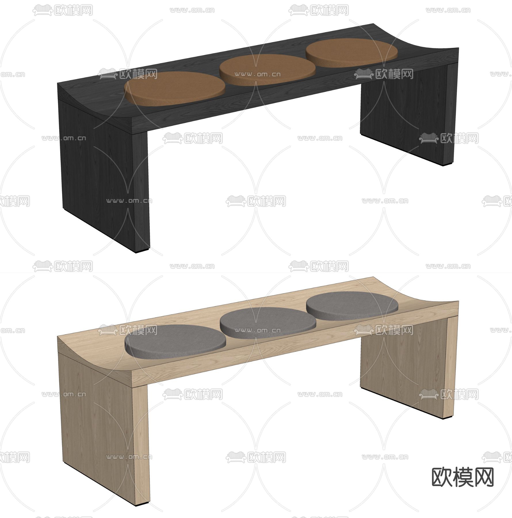 现代长凳su模型下载（渲染图2）