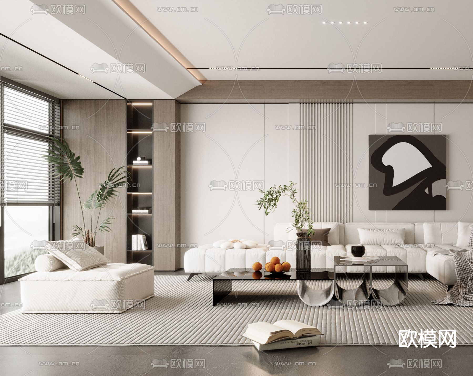 现代客厅3d模型下载（渲染图3）