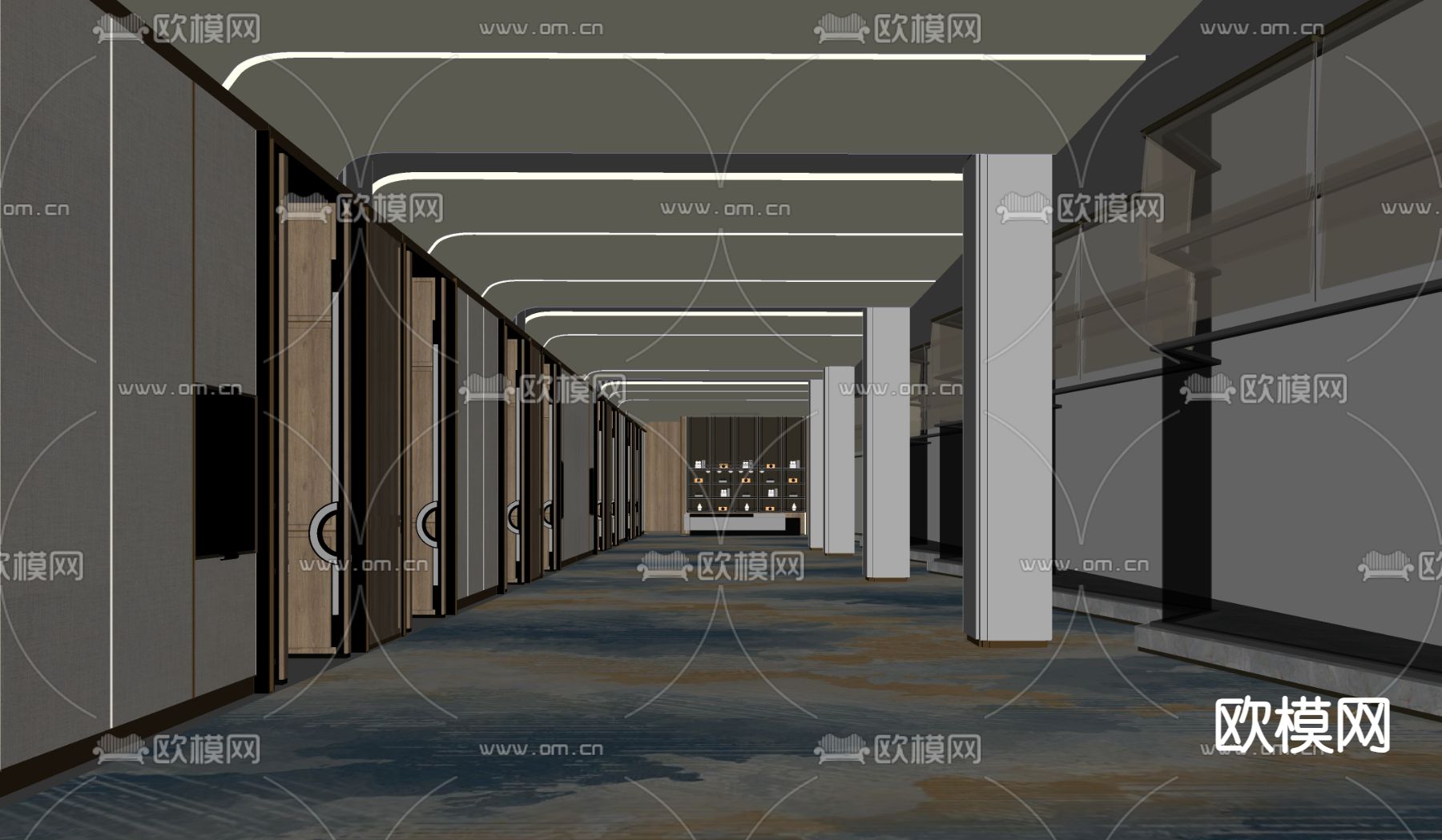 现代酒店宴会前厅su模型下载（渲染图2）