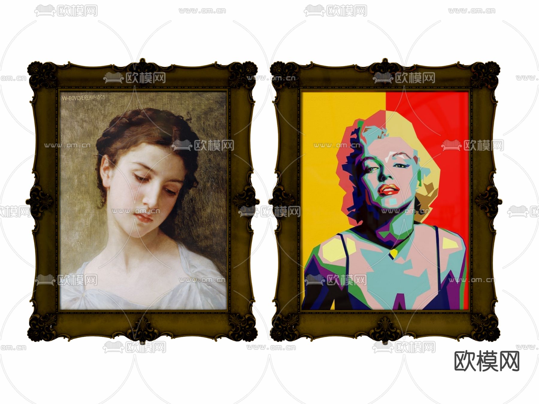 法式人物挂画su模型下载（渲染图1）