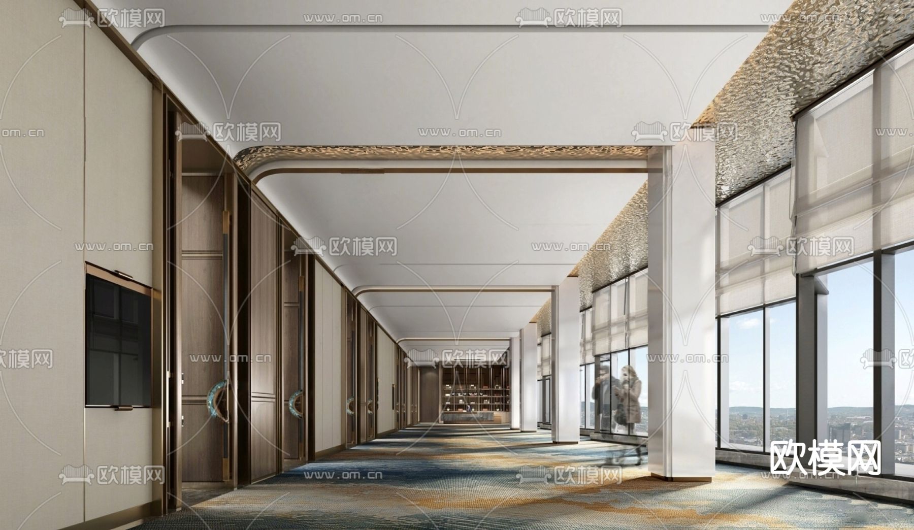 现代酒店宴会前厅su模型下载（渲染图1）