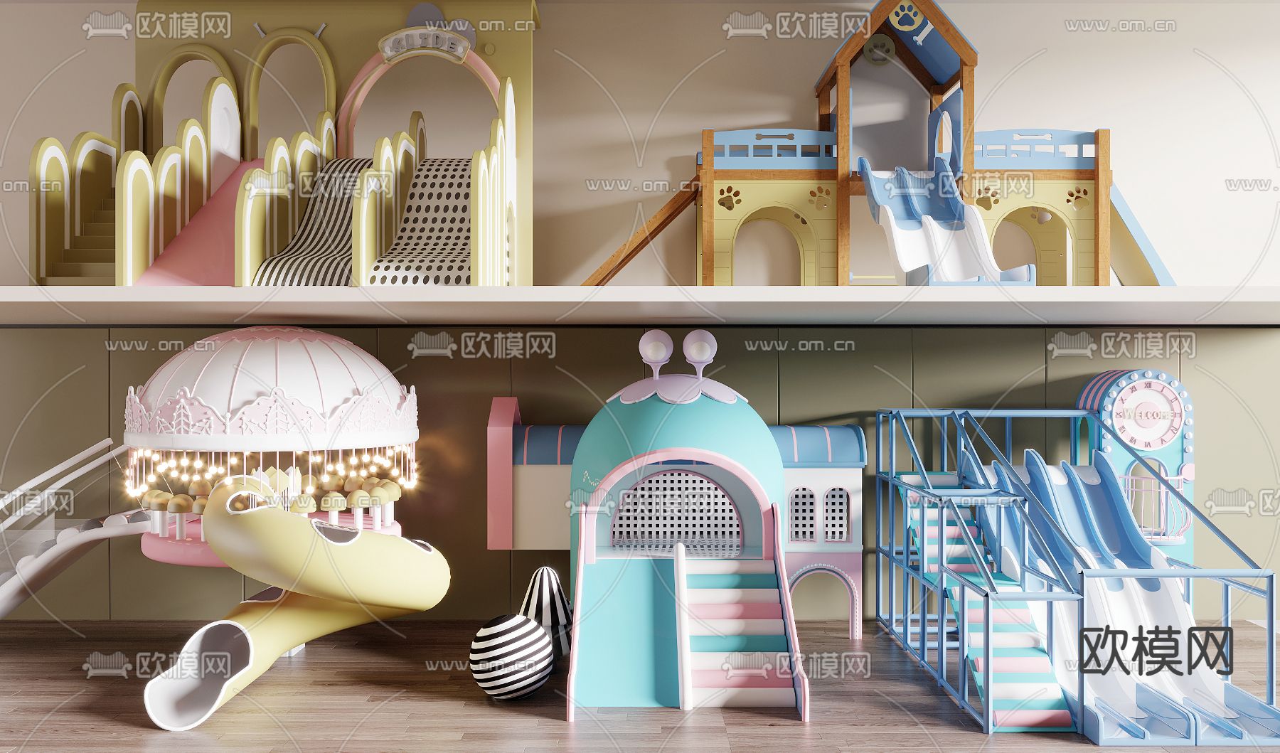 儿童滑梯 游乐设施3d模型下载