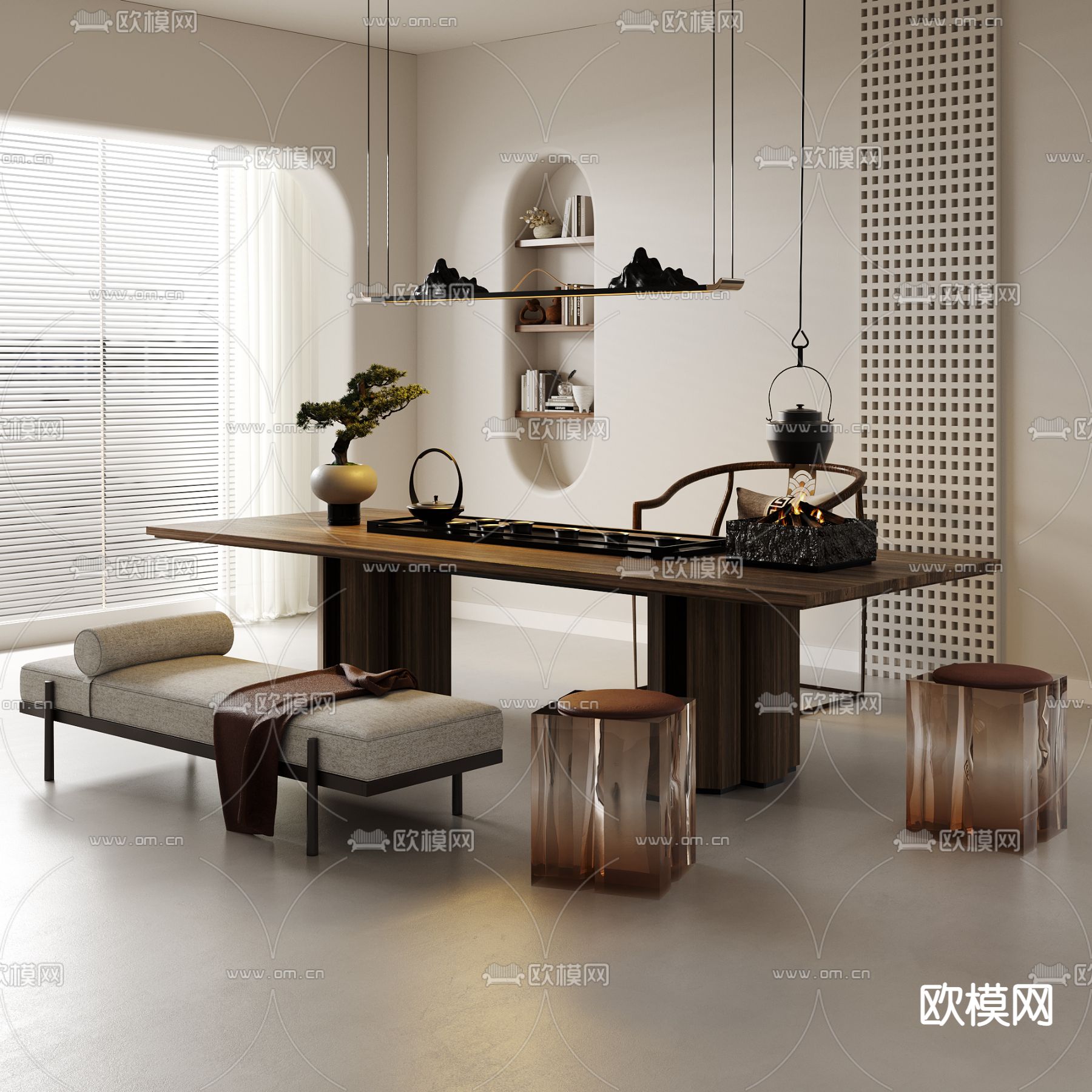 茶桌椅su模型下载（渲染图1）