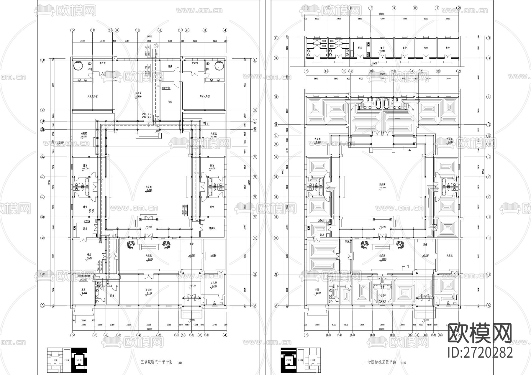 四合院全套䁔通cad施工图下载（渲染图2）