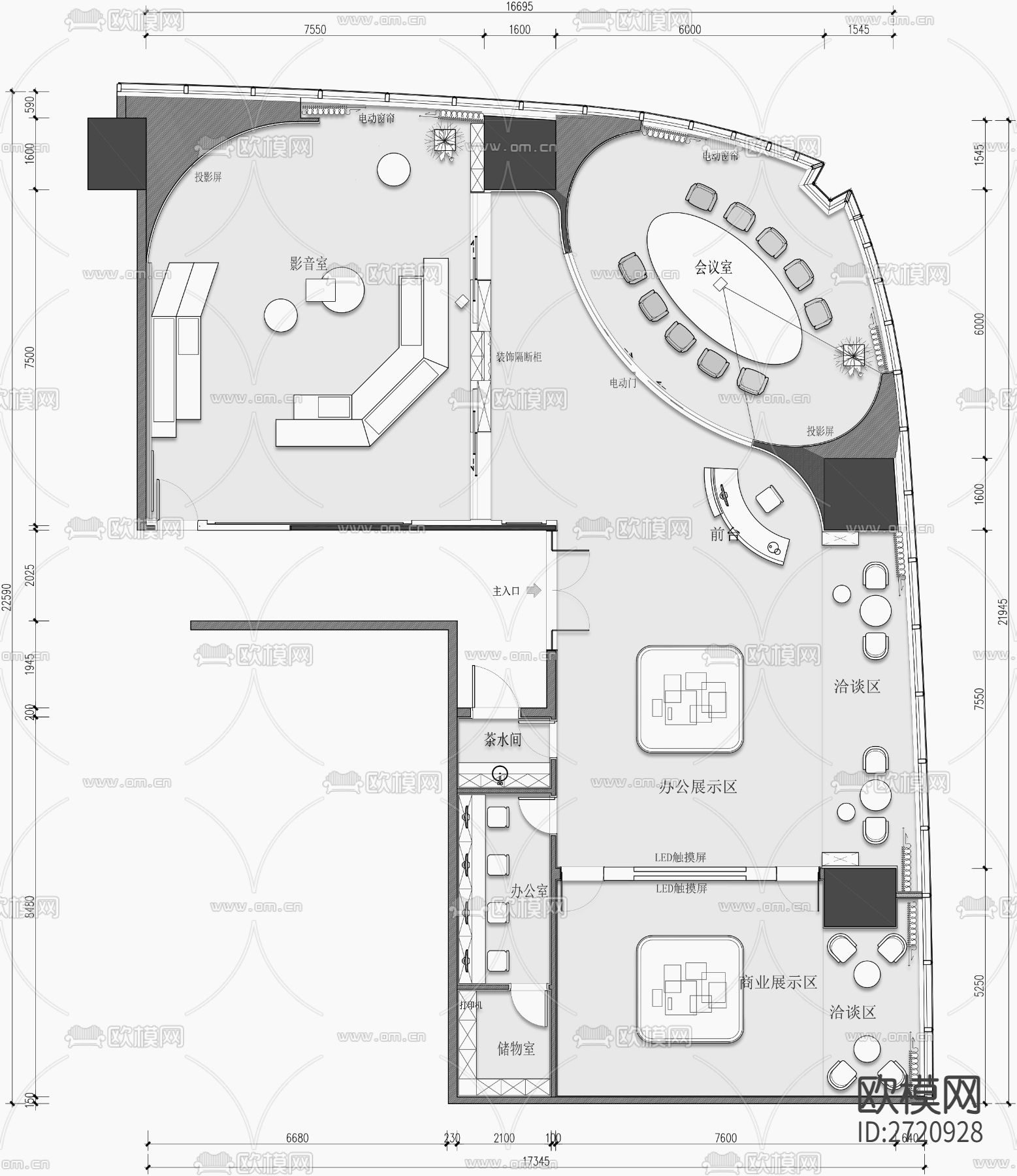 展厅商业展厅cad施工图-免费3dmax模型库-欧模网
