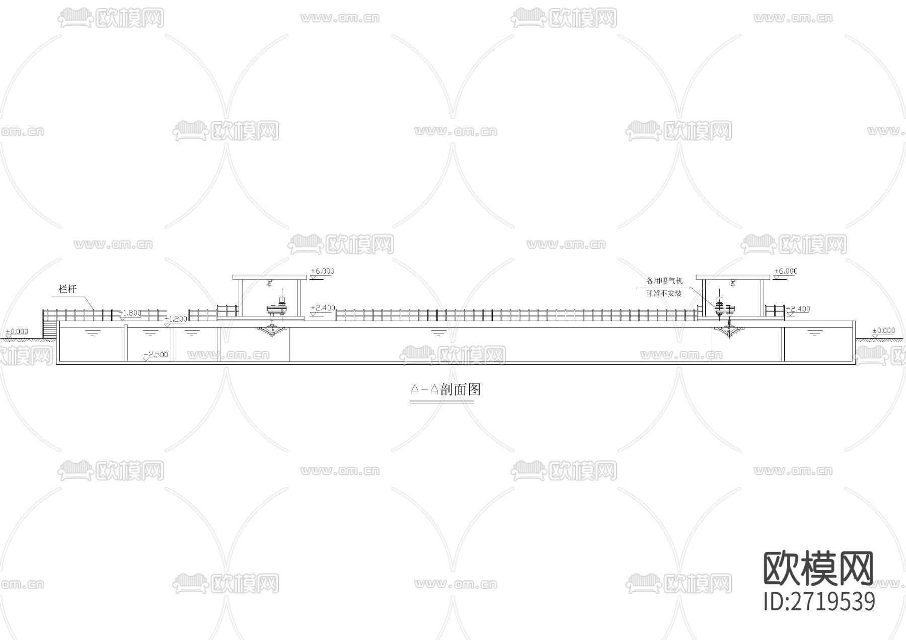污水处理厂氧化沟cad大样图下载（渲染图2）