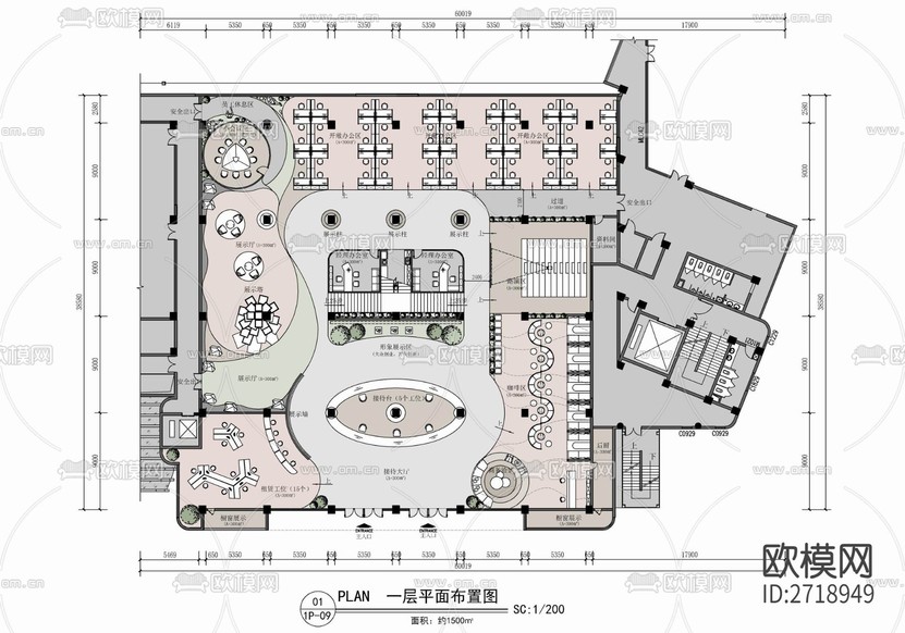 办公室cad施工图-免费3dmax模型库-欧模网