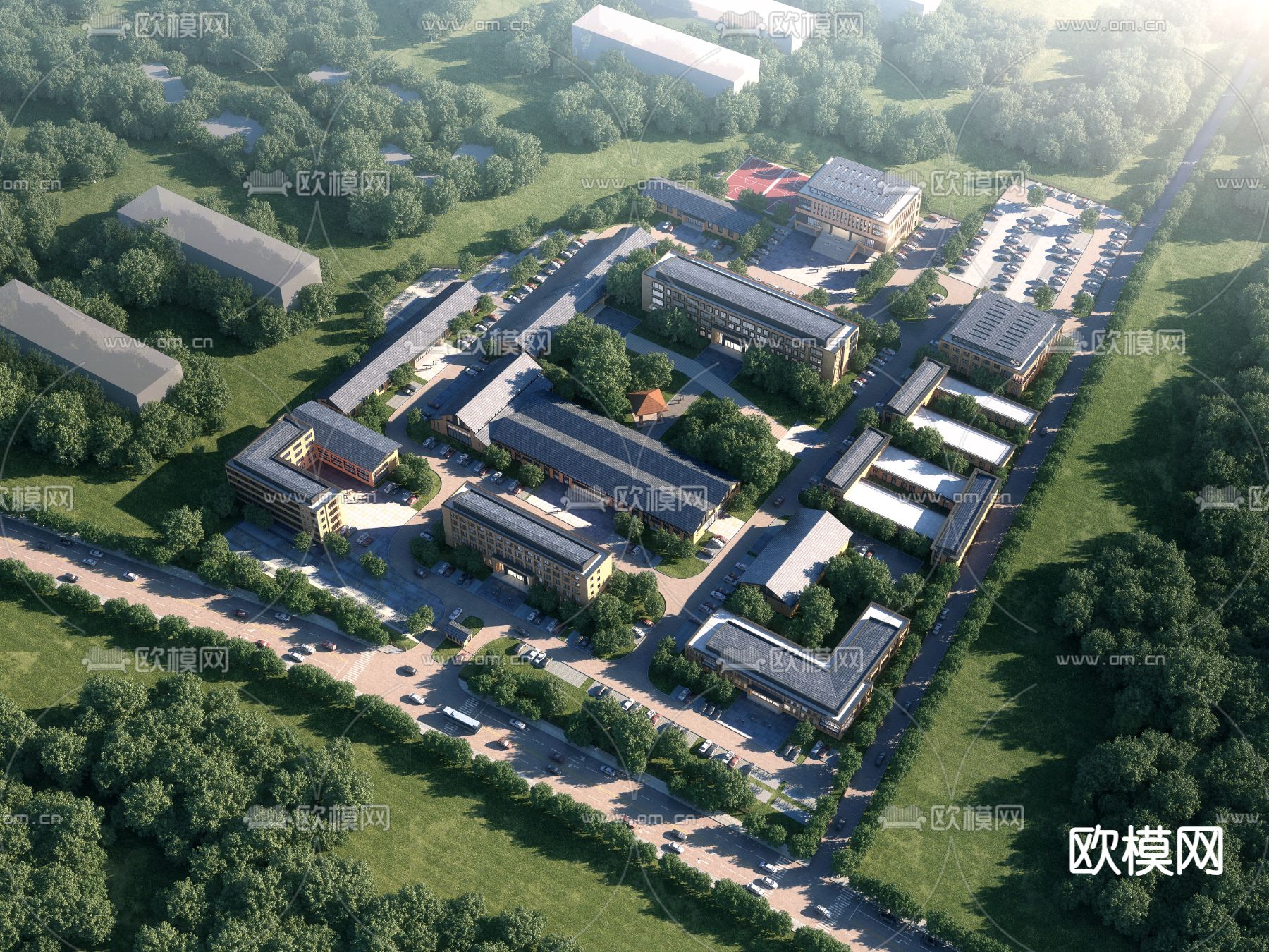 产业园鸟瞰3d模型下载