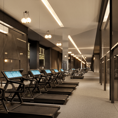  现代健身房su模型 