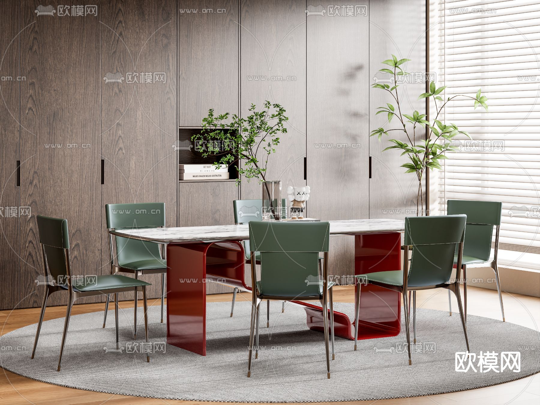 Cassina 长条餐桌椅3d模型