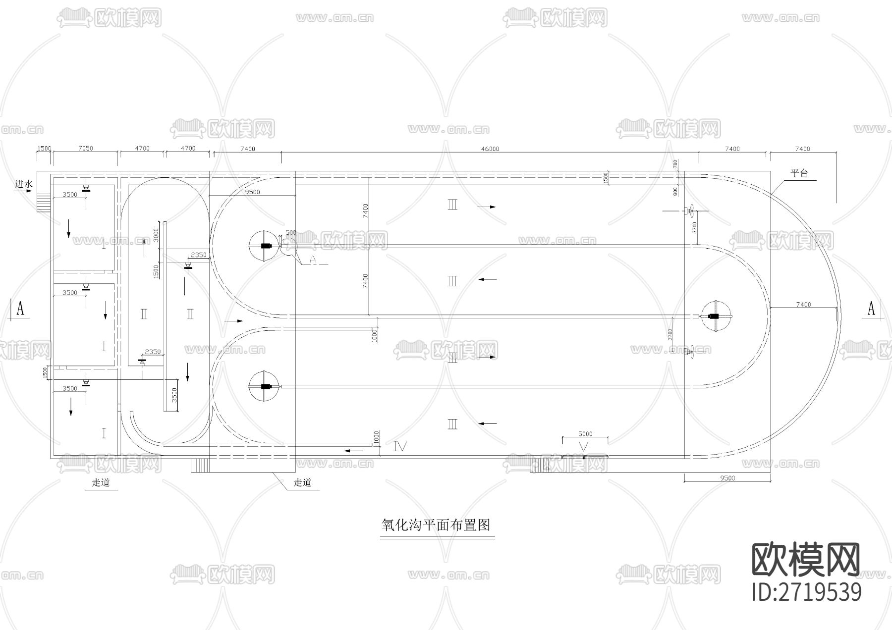 污水处理厂氧化沟cad大样图下载（渲染图1）
