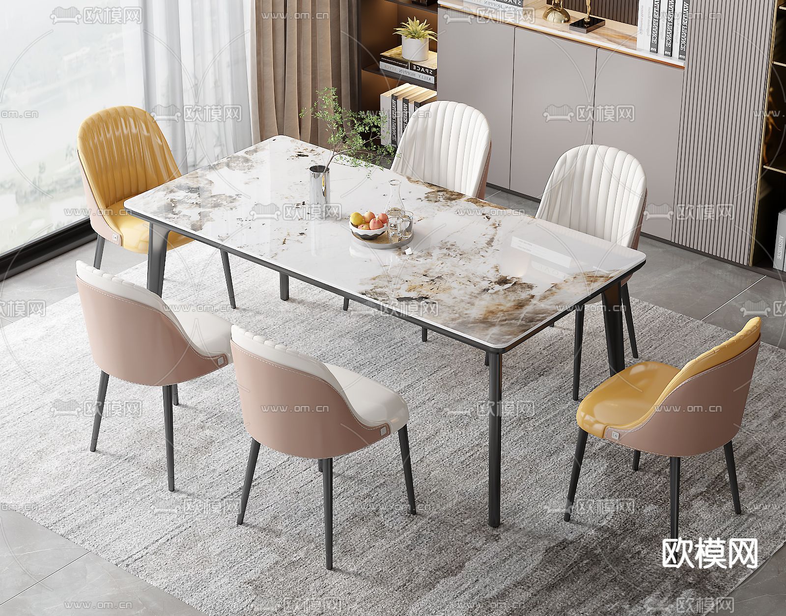 餐桌椅su模型下载（渲染图1）