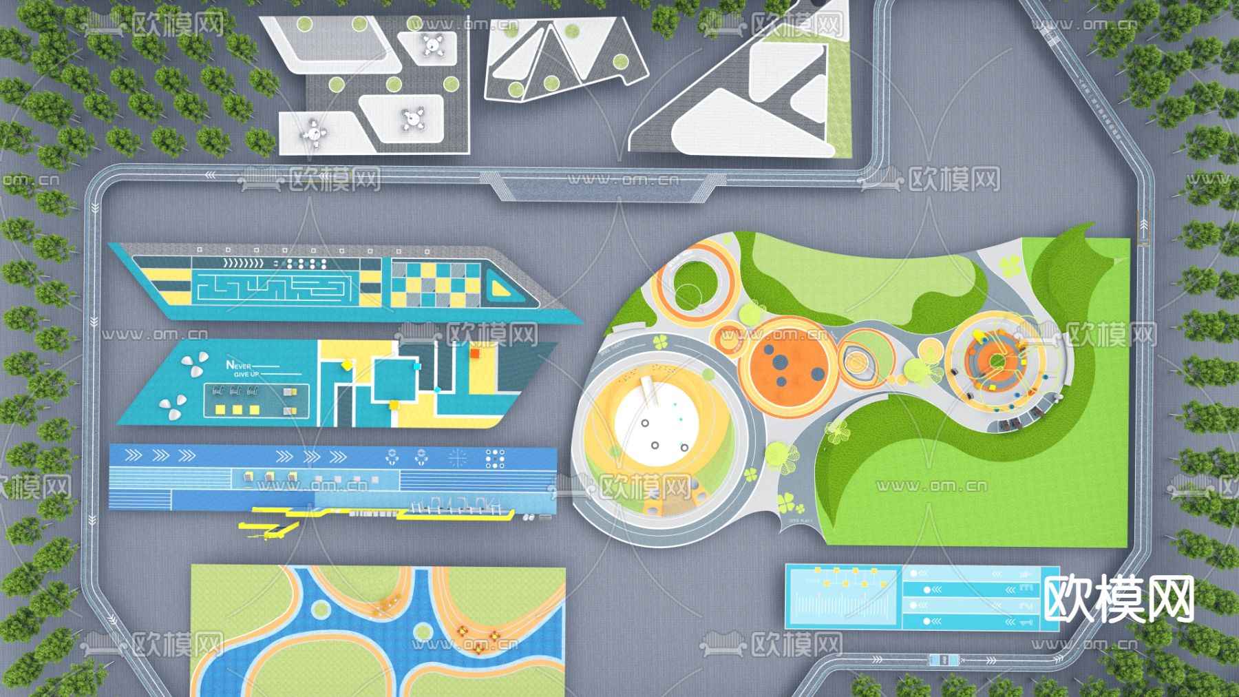 现代消防登高面su模型下载（渲染图1）