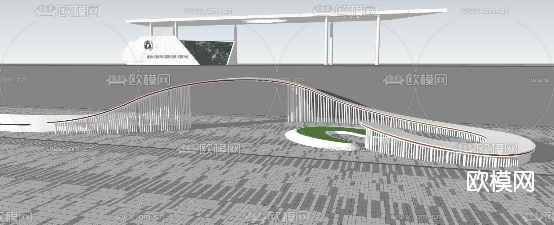 现代门廊 亭子su模型下载（渲染图4）
