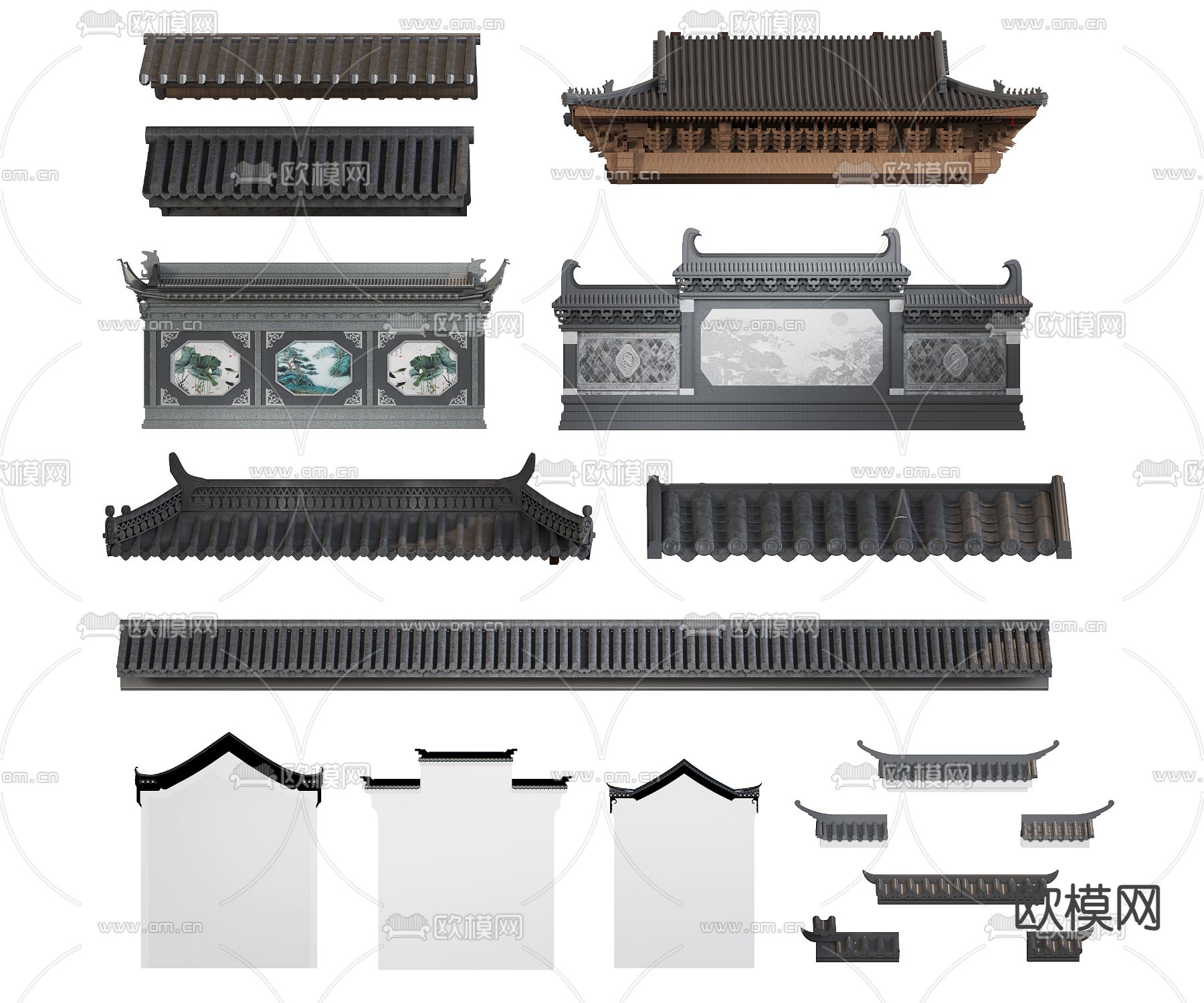 中式屋檐 房檐 屋顶 飞檐3d模型下载