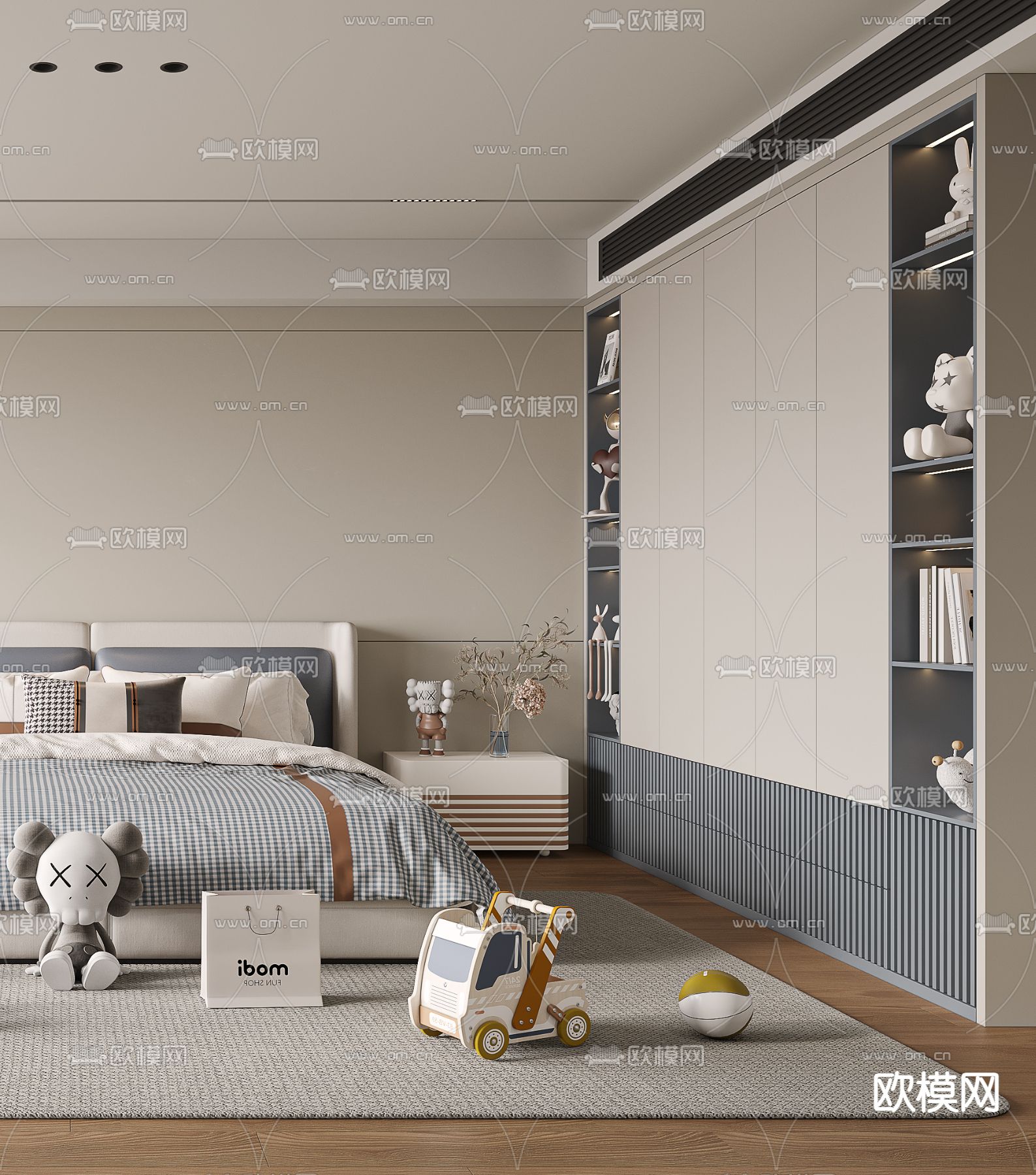 儿童房 男孩房 小孩房3d模型下载（渲染图2）