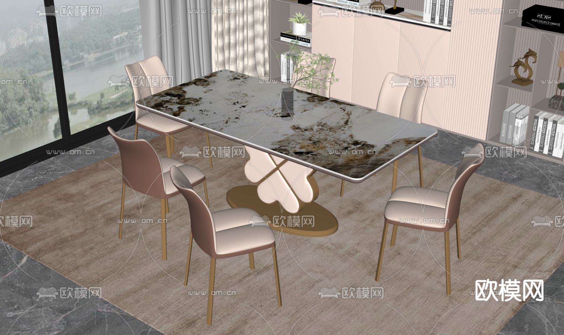 餐桌椅su模型下载（渲染图3）