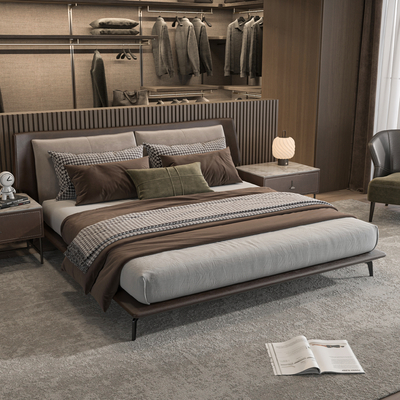  Minotti 皮革双人床su模型 