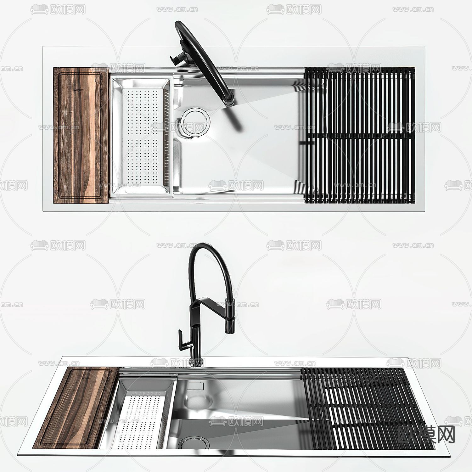 水槽 洗菜盆3d模型下载（渲染图1）