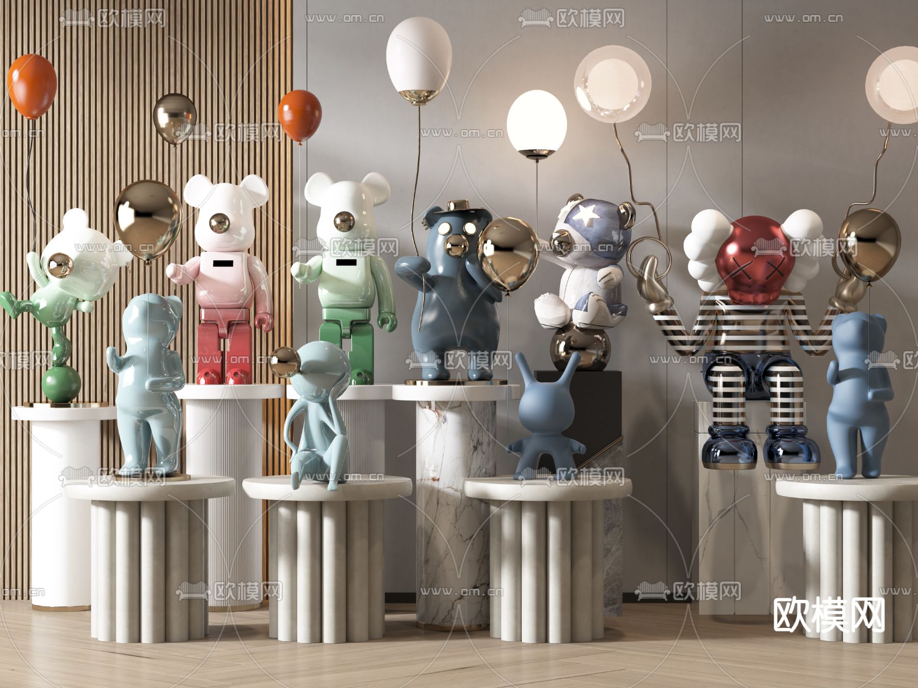 Kaws潮玩 雕塑 暴力熊 公仔3d模型下载