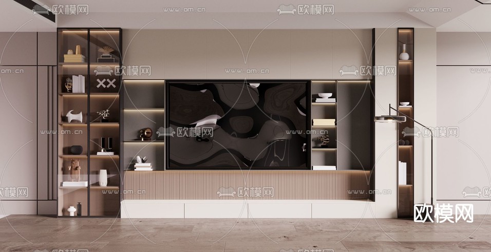 电视背景墙3d模型下载