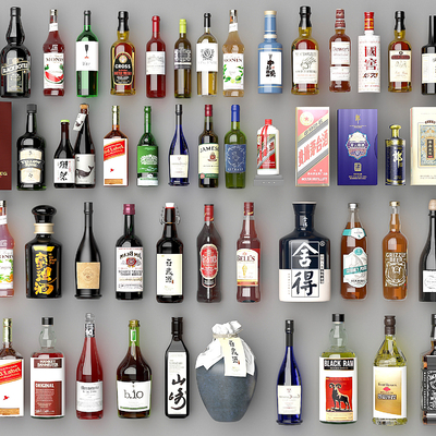  酒水饮料 白酒 洋酒  香槟su模型 