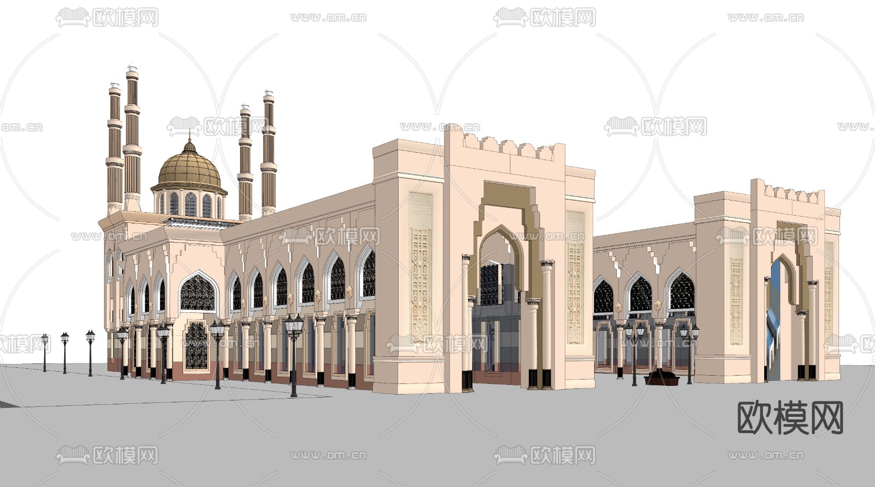 东南亚建筑外观su模型下载（渲染图2）