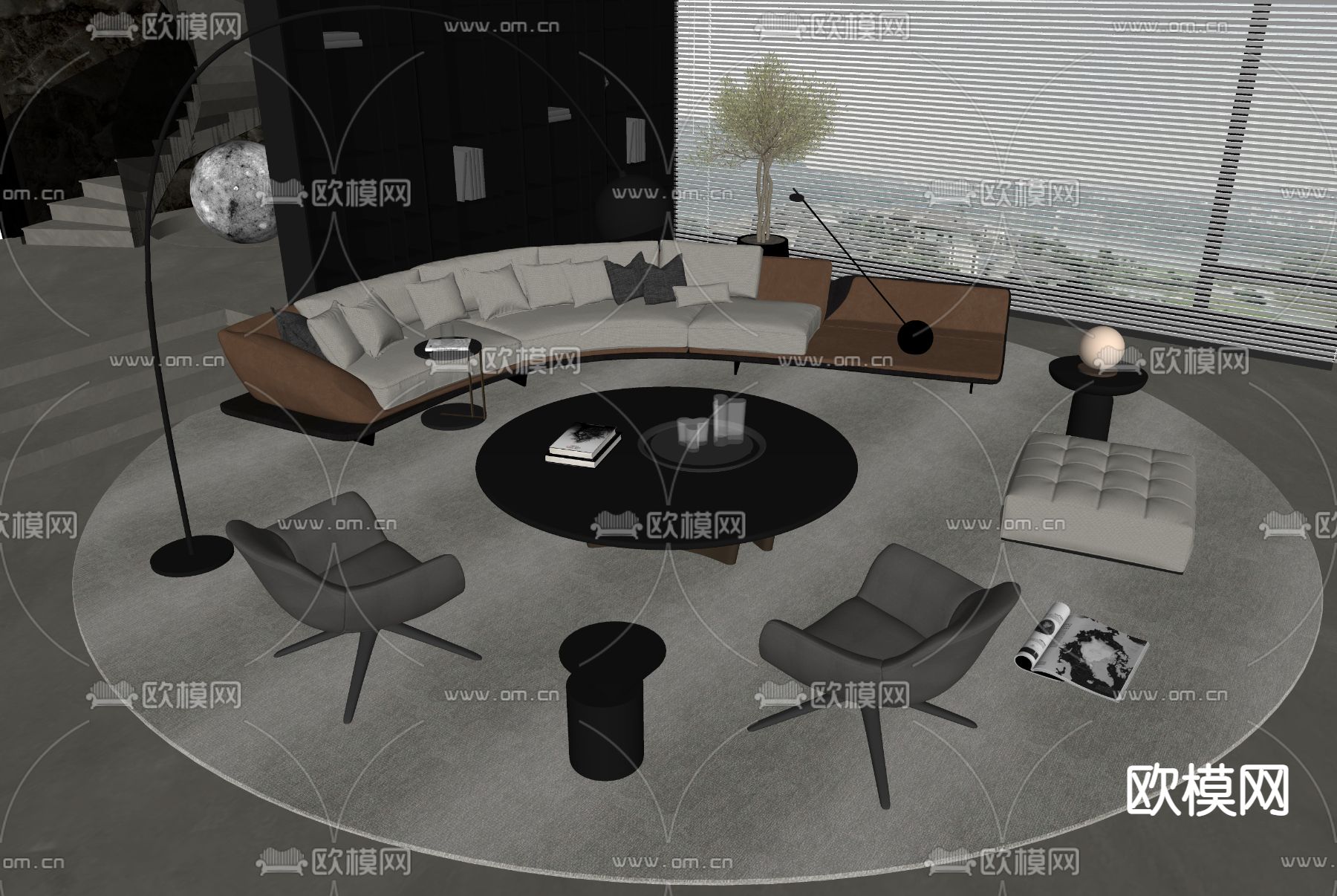 沙发组合su模型下载（渲染图2）