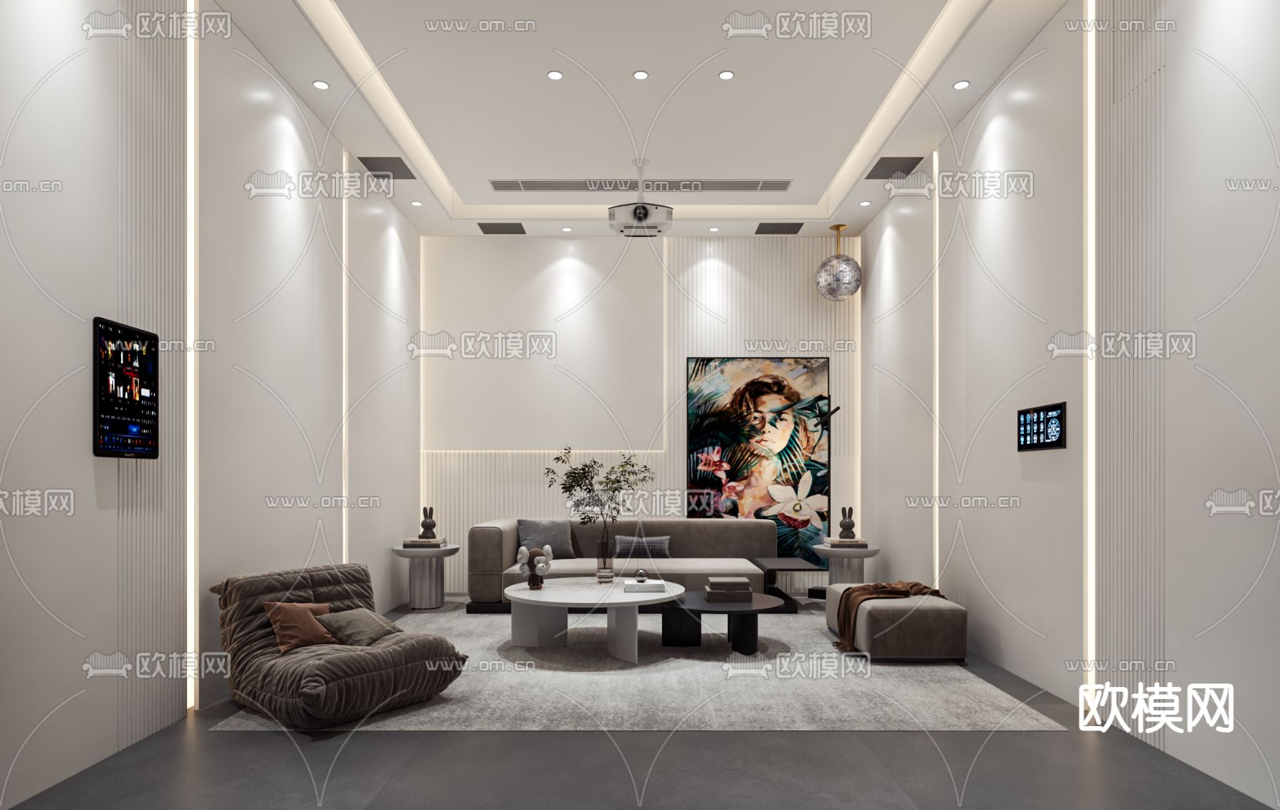 影视厅 视听室 家庭影院3d模型下载（渲染图1）