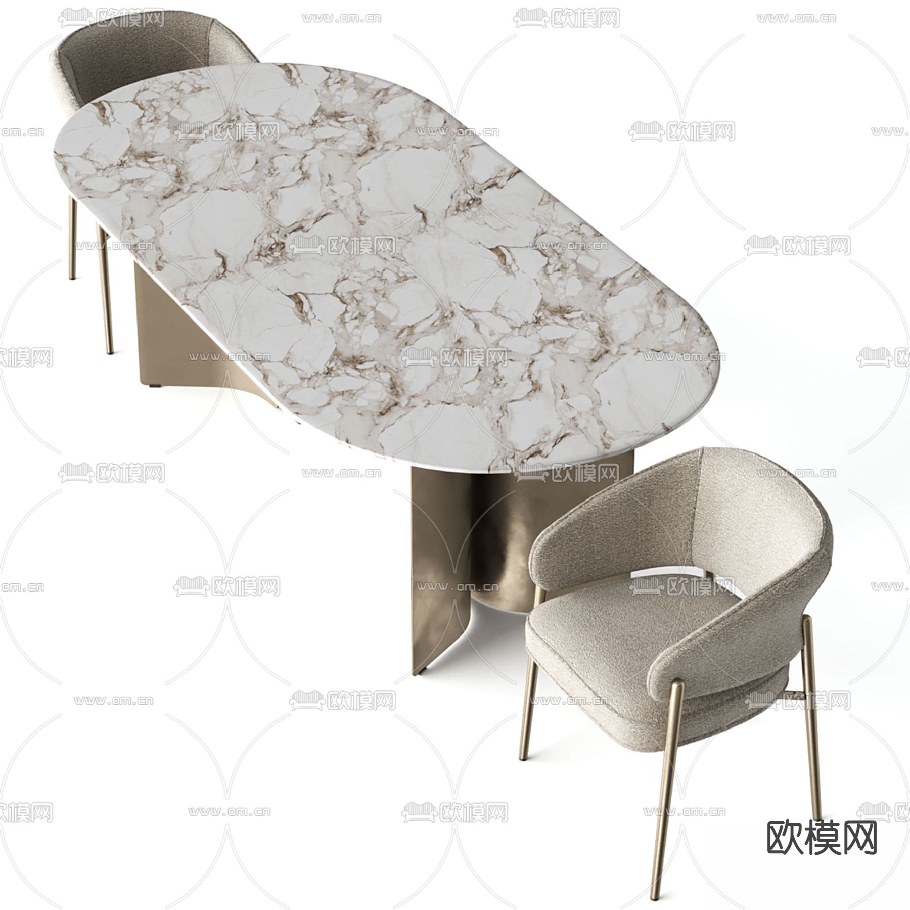现代餐桌椅3d模型下载（渲染图4）