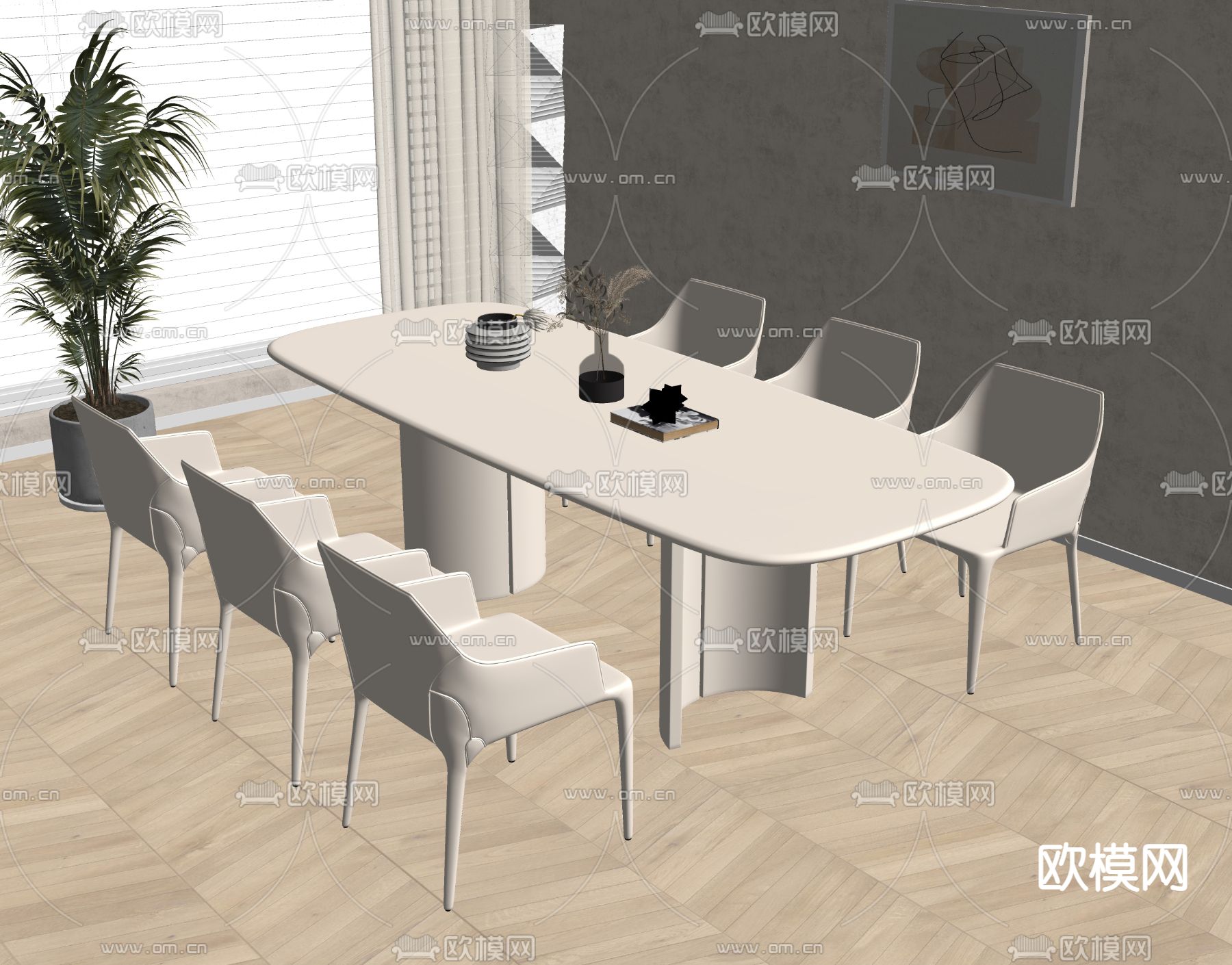 餐桌椅su模型下载（渲染图2）