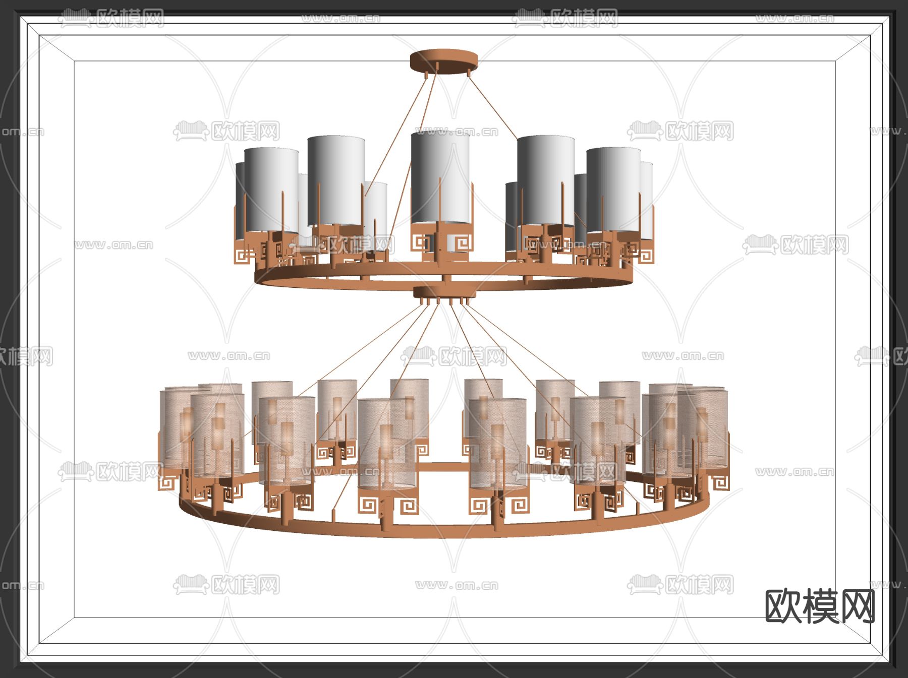 新中式多头吊灯su模型下载（渲染图2）