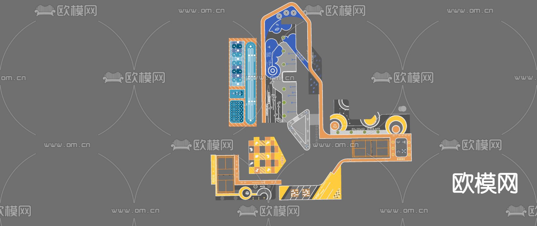 消防登高面 健身场地su模型下载（渲染图2）