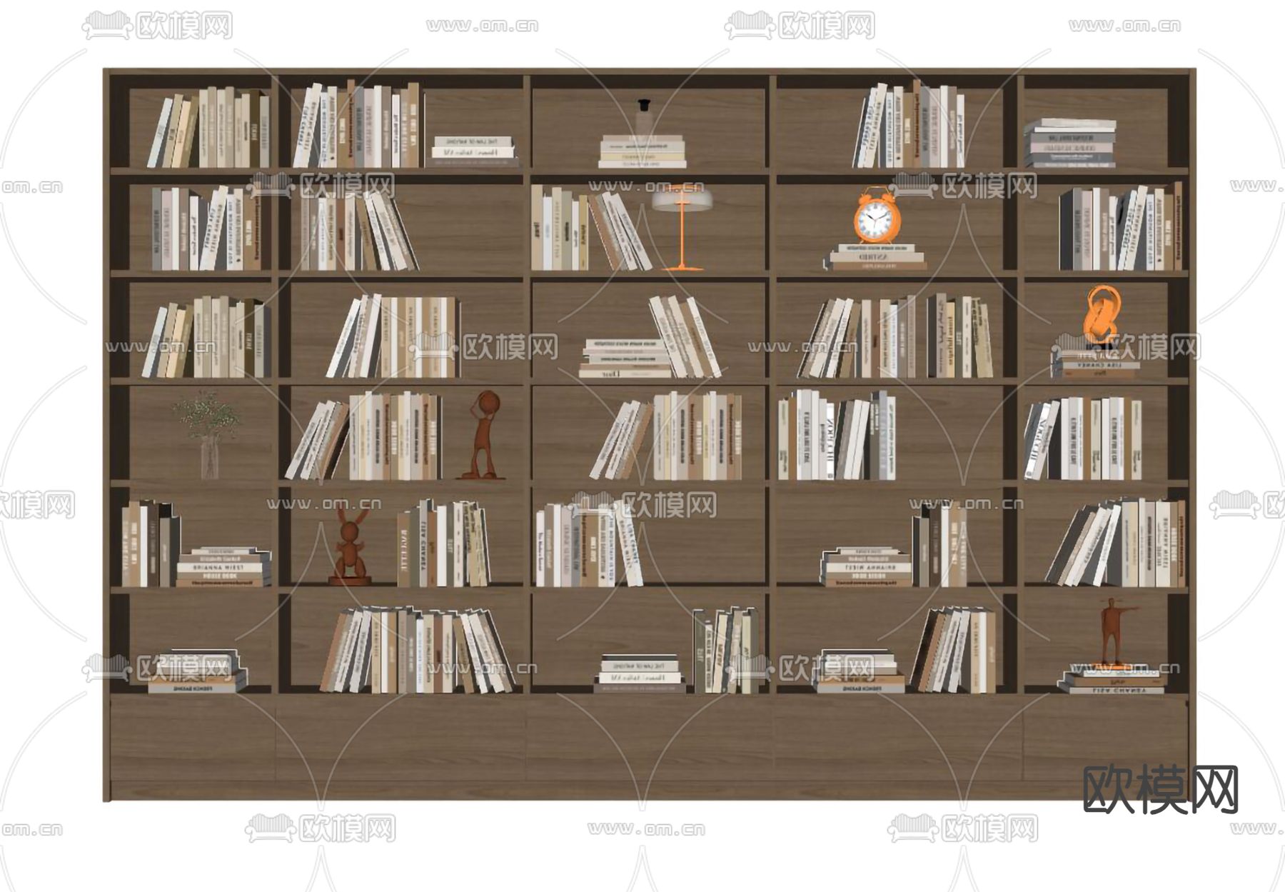 现代书柜 书架su模型下载（渲染图2）
