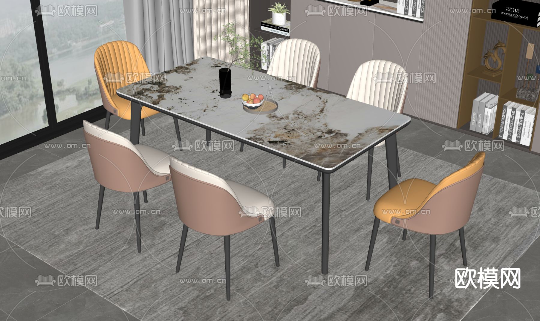 餐桌椅su模型下载（渲染图3）