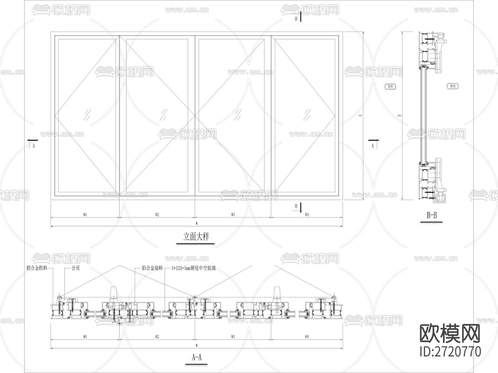 办公室玻璃门旋转大门折叠推拉门CAD施工图-免费3dmax模型库-欧模网