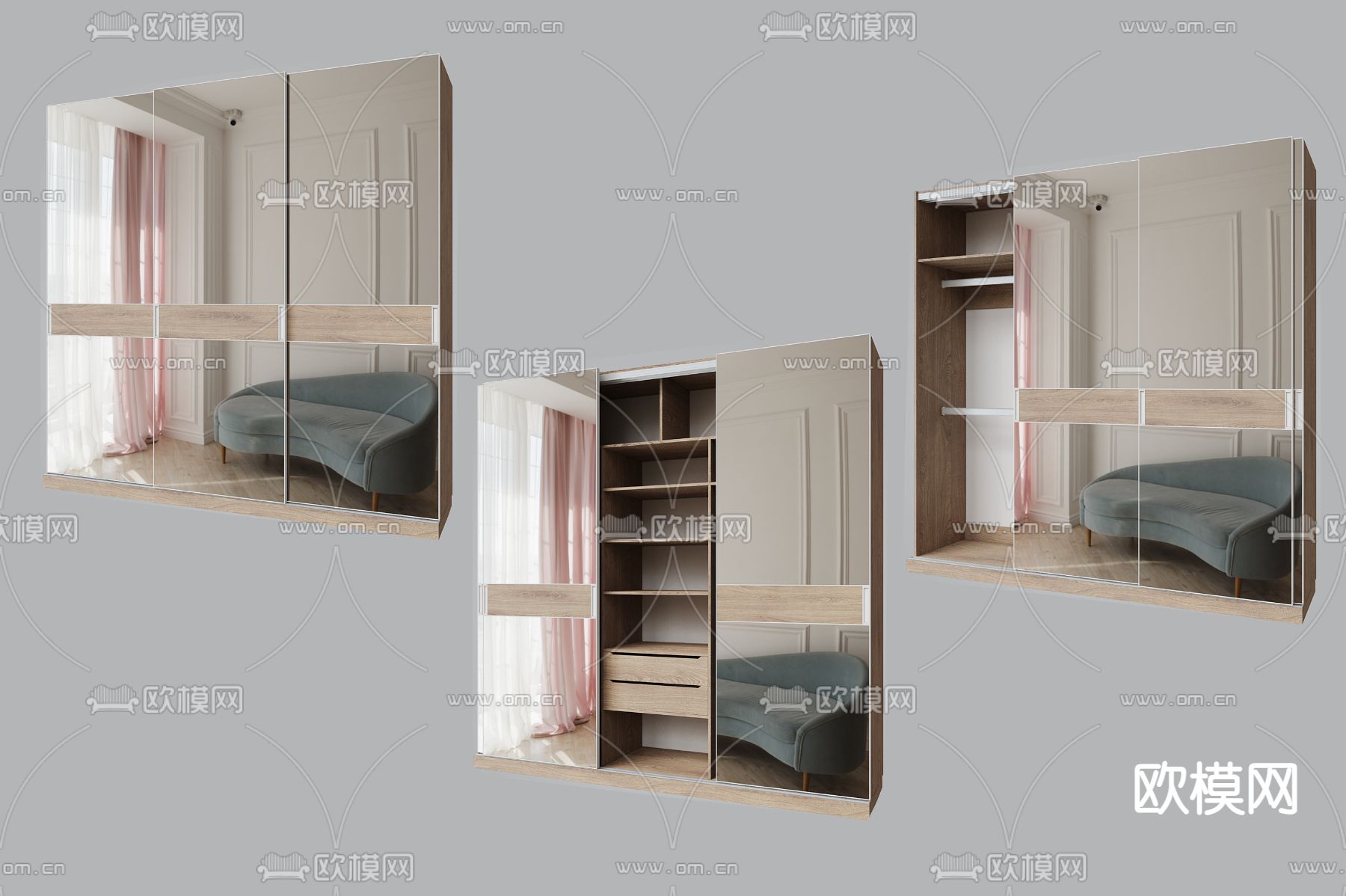 北欧衣柜 衣橱3d模型下载