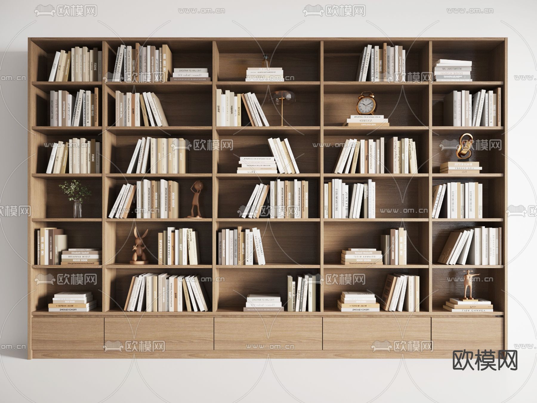 现代书柜 书架su模型下载（渲染图1）